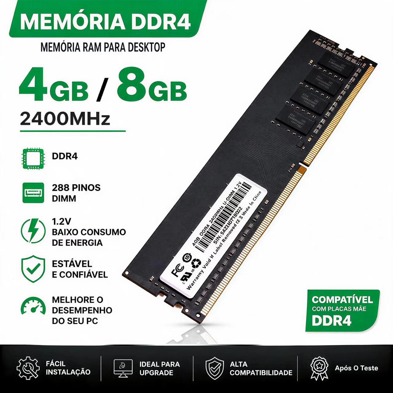 Ddr4 2400Mhz - ذاكرة RAM DDR4 4GB 8GB 2400MHz